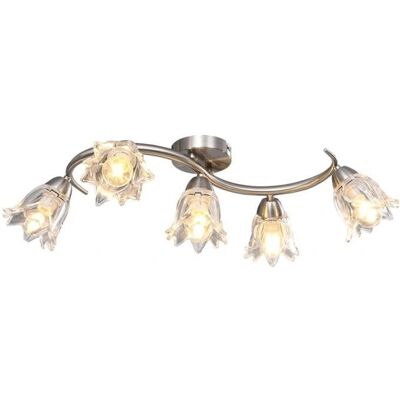 Lampadario a soffitto vidaXL con paralumi di vetro per 5 lampadine E14 - Lampada da soffitto Lampadario a soffitto vidaXL con paralumi di vetro per 5 lampadine E14 - Lampada da soffitto