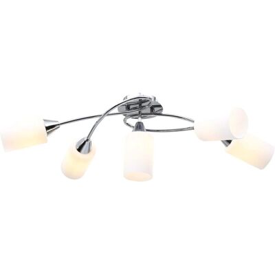 vidaXL Loftlampe med keramiske skærme til 5 E14-pærer Hvid Kegle - Loftlampe vidaXL Loftlampe med keramiske skærme til 5 E14-pærer Hvid Kegle - Loftlampe