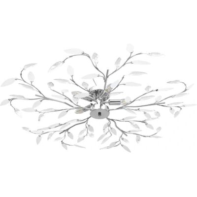 vidaXL Ceiling Lamp with Acrylic Crystal Leaf Arms for 5 E14 Bulbs White - Ceiling Lamp vidaXL Ceiling Lamp with Acrylic Crystal Leaf Arms for 5 E14 Bulbs White - Ceiling Lamp