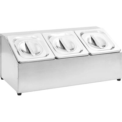 vidaXL Gastronorm Stand with 3 GN 1/6 Containers - Stainless Steel vidaXL Gastronorm Stand with 3 GN 1/6 Containers - Stainless Steel