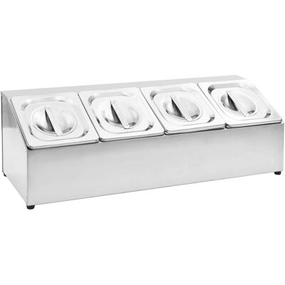 vidaXL Gastronorm Stativ med 4 GN 1/6 Beholdere Rustfrit stål Sølv - Gastronorm Containerholder vidaXL Gastronorm Stativ med 4 GN 1/6 Beholdere Rustfrit stål Sølv - Gastronorm Containerholder