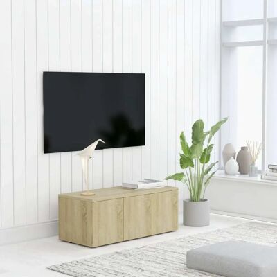 vidaXL Sonoma Eichen TV-Sekretär - Spanplatte - 3 Schubladen - 80x34x30 cm vidaXL Sonoma Eichen TV-Sekretär - Spanplatte - 3 Schubladen - 80x34x30 cm