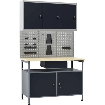 vidaXL Werkbank mit Wandpaneelen und Schrank vidaXL Werkbank mit Wandpaneelen und Schrank