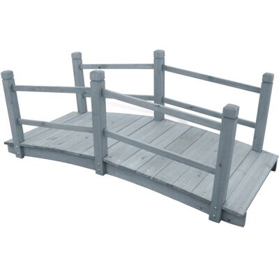 vidaXL Solid Firwood Garden Bridge Grey - 140x60x56 cm Outdoor Wooden Decor Bridge vidaXL Solid Firwood Garden Bridge Grey - 140x60x56 cm Outdoor Wooden Decor Bridge