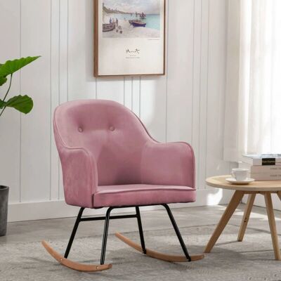 vidaXL Schaukelstuhl Rosa Samt - Rocking Chair vidaXL Schaukelstuhl Rosa Samt - Rocking Chair
