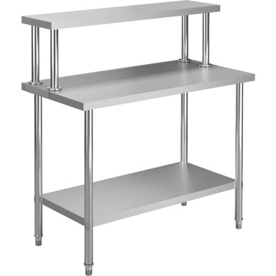 vidaXL Küchen-Arbeitstisch mit Aufsatzboard 120×60×120 cm Edelstahl - Küchen-Arbeitstisch vidaXL Küchen-Arbeitstisch mit Aufsatzboard 120×60×120 cm Edelstahl - Küchen-Arbeitstisch