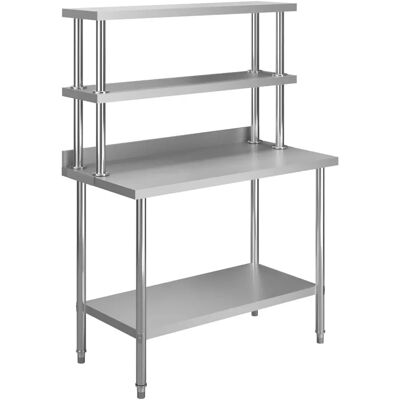 vidaXL Küchen-Arbeitstisch mit Aufsatzboard 120×60×93 cm Edelstahl - Kitchen Work Table vidaXL Küchen-Arbeitstisch mit Aufsatzboard 120×60×93 cm Edelstahl - Kitchen Work Table
