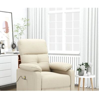 vidaXL Massagesessel Reclinable Stoff Creme vidaXL Massagesessel Reclinable Stoff Creme
