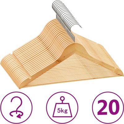 vidaXL 20 stk Bøjler i Hårdtræ Anti-Slip vidaXL 20 stk Bøjler i Hårdtræ Anti-Slip