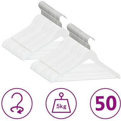 vidaXL 50 pcs Hanger Set Non-Slip White Hardwood - Hanger Set vidaXL 50 pcs Hanger Set Non-Slip White Hardwood - Hanger Set