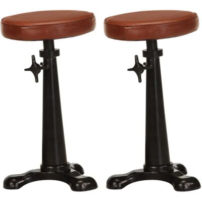 VidaXL 288087 Brauner Leder & Gusseisen Barhocker - Bar Stool VidaXL 288087 Brauner Leder & Gusseisen Barhocker - Bar Stool