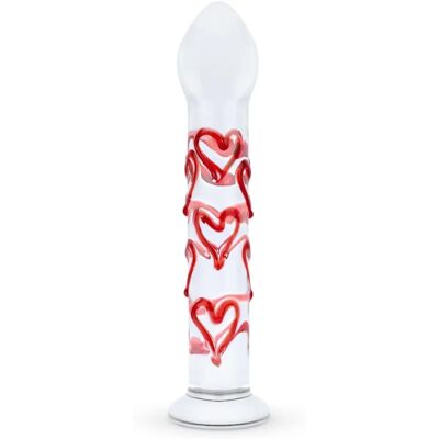 Gildo - Dildo en Verre pour Point G/Prostate avec Cœurs - No. 30 Gildo - Dildo en Verre pour Point G/Prostate avec Cœurs - No. 30