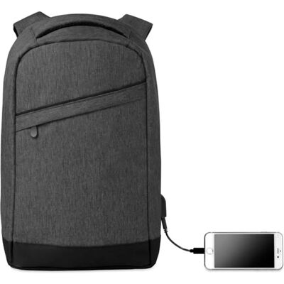 Stylowy plecak antykradzieżowy Berlin z USB - Czarny Stylowy plecak antykradzieżowy Berlin z USB - Czarny