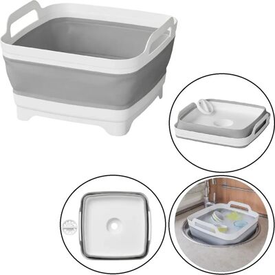 ProPlus Faltbare Spülschüssel 30x30x20 cm Grau/weiß - Waschschüssel ProPlus Faltbare Spülschüssel 30x30x20 cm Grau/weiß - Waschschüssel