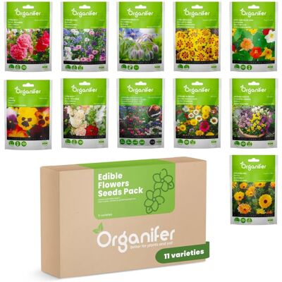 Paquet de Graines de Fleurs Comestibles ORGANIFER - 11 Variétés - Publicité Paquet de Graines de Fleurs Comestibles ORGANIFER - 11 Variétés - Publicité
