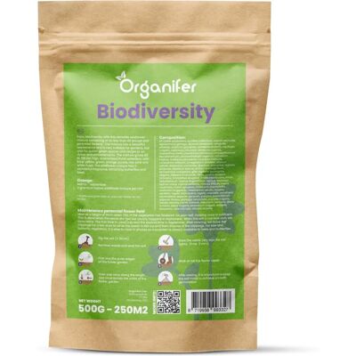 ORGANIFER Mélange de Fleurs Sauvages - Biodiversité - 62 variétés - 500g pour 250 m2 - Publicité ORGANIFER Mélange de Fleurs Sauvages - Biodiversité - 62 variétés - 500g pour 250 m2 - Publicité