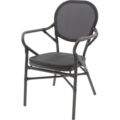 Chaise de bistrot Essentials Tango - Wengé, mesh noir - Empilable - 56cm L x 89cm H - Publicité Chaise de bistrot Essentials Tango - Wengé, mesh noir - Empilable - 56cm L x 89cm H - Publicité