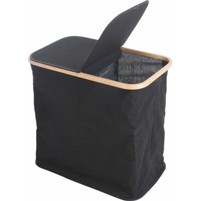 Home Styling Collection Czarny dwukomorowy kosz na pranie - Kosz na pranie Home Styling Collection Czarny dwukomorowy kosz na pranie - Kosz na pranie