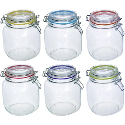 URBN-CHEF - 6x 1L Glass Jar - 1L - Clamp Lid - Food Storage Container URBN-CHEF - 6x 1L Glass Jar - 1L - Clamp Lid - Food Storage Container