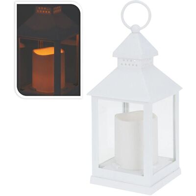 Farol con vela de led Blanco Metal - Farol Farol con vela de led Blanco Metal - Farol