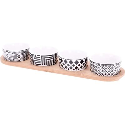 Excellent Houseware Bambus-Servierset mit 4 Keramikschalen Excellent Houseware Bambus-Servierset mit 4 Keramikschalen