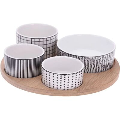 Excellent Houseware Bambus-Servierset 4 Porzellanschälchen Excellent Houseware Bambus-Servierset 4 Porzellanschälchen