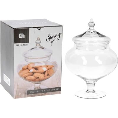 Excellent Houseware Glasbehälter - 28cm Kekslager Elegant Dekor Excellent Houseware Glasbehälter - 28cm Kekslager Elegant Dekor