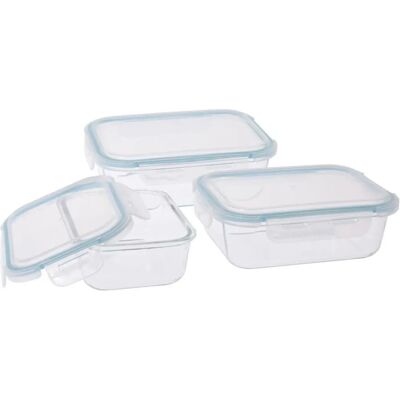 BigBuy Home Set de Fiambreras de Vidrio y Polipropileno 3 Piezas BigBuy Home Set de Fiambreras de Vidrio y Polipropileno 3 Piezas