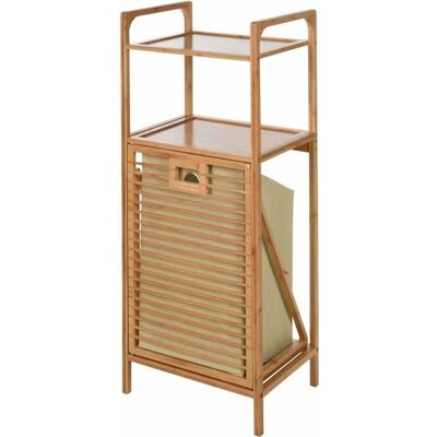Badezimmerregal mit Wäschekorb - Feuchtigkeitsbeständiges Bambus-Design Badezimmerregal mit Wäschekorb - Feuchtigkeitsbeständiges Bambus-Design