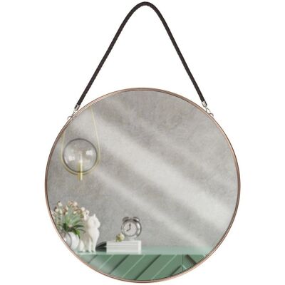 Unknown - Circle Strap Wall Mirror - Rose Gold - 38 cm - Mirror Unknown - Circle Strap Wall Mirror - Rose Gold - 38 cm - Mirror