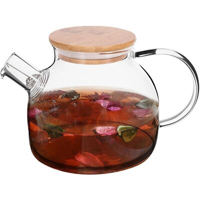 Excellent Houseware Borosilicatglas mit Sieb & Bambusdeckel - Glas Karaffe Excellent Houseware Borosilicatglas mit Sieb & Bambusdeckel - Glas Karaffe