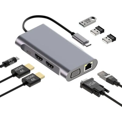 Mmobiel USB-C Doble HDMI - 8-em-1 Alumínio Mmobiel USB-C Doble HDMI - 8-em-1 Alumínio