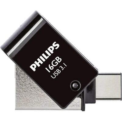 Pen Drive USB Philips - 16GB - Nero - Doppio USB 3.1 & USB-C - Compatto Pen Drive USB Philips - 16GB - Nero - Doppio USB 3.1 & USB-C - Compatto