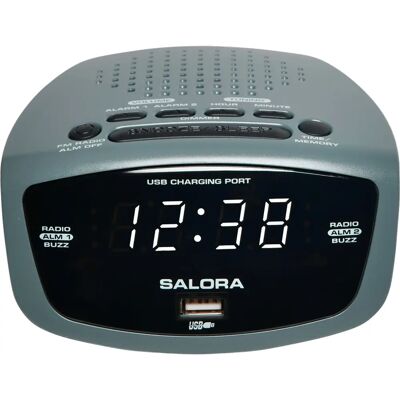 Salora CR627usb Digitale Wecker - FM Radio, 2 Alarmen, USB Opladen Salora CR627usb Digitale Wecker - FM Radio, 2 Alarmen, USB Opladen