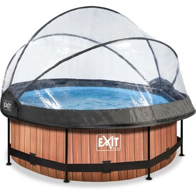 EXIT Holzpool ø244x76cm - Braun - Pool mit Filter und Dome EXIT Holzpool ø244x76cm - Braun - Pool mit Filter und Dome