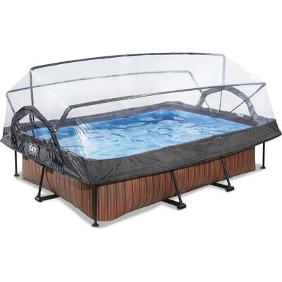 Piscine EXIT Wood 220x150x65cm avec Dôme et Pompe Filtrante - Marron - Publicité Piscine EXIT Wood 220x150x65cm avec Dôme et Pompe Filtrante - Marron - Publicité