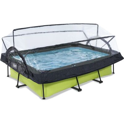 Piscine en acier EXIT 220x150x65cm avec Dôme et Filtre - Vert - Publicité Piscine en acier EXIT 220x150x65cm avec Dôme et Filtre - Vert - Publicité