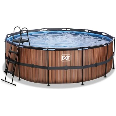 Framepool EXIT Holzpool Ø427x122cm mit Filterpumpe - Braun Framepool EXIT Holzpool Ø427x122cm mit Filterpumpe - Braun