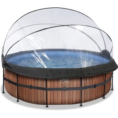 Piscine en Bois EXIT ø427x122cm - Filtre à Sable & Dôme - 7 Personnes - Publicité Piscine en Bois EXIT ø427x122cm - Filtre à Sable & Dôme - 7 Personnes - Publicité