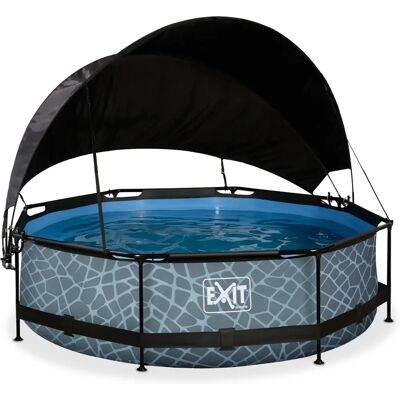 Piscine EXIT Stone Ø300x76cm avec Voile d'Ombre et Pompe - Publicité Piscine EXIT Stone Ø300x76cm avec Voile d'Ombre et Pompe - Publicité