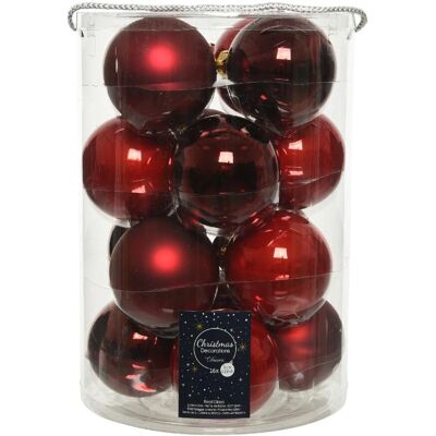 Adornos navideños - Juego de 16 bolas de vidrio rojas - Navidad Adornos navideños - Juego de 16 bolas de vidrio rojas - Navidad