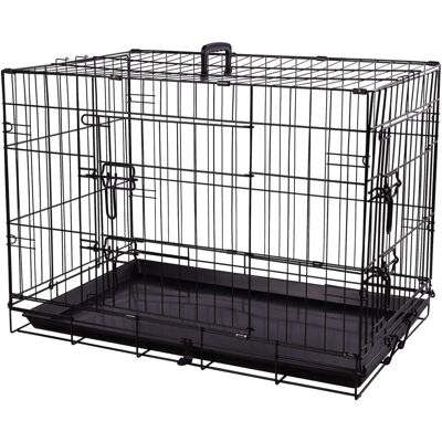VidaXL Flamingo Husdjursbur - 47x77x55 cm, Svart, Fällbar, Skjutdörrar VidaXL Flamingo Husdjursbur - 47x77x55 cm, Svart, Fällbar, Skjutdörrar