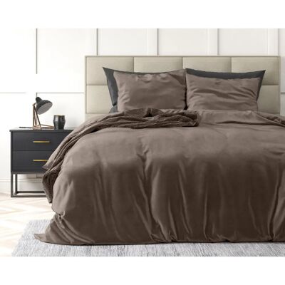 Sleeptime Fluwelen Beddengoedset - Taupe - 240x240 cm Sleeptime Fluwelen Beddengoedset - Taupe - 240x240 cm