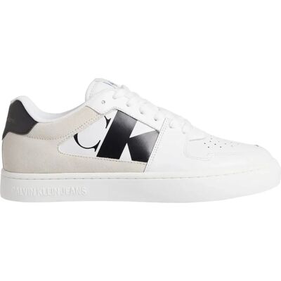 Calvin Klein Heren Leren Sneakers - Wit/Zwart - Casual Schoenen Calvin Klein Heren Leren Sneakers - Wit/Zwart - Casual Schoenen
