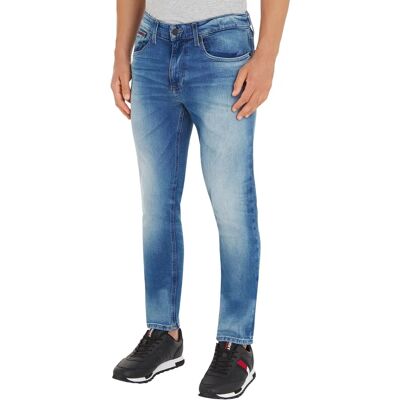 Tommy Jeans DM0DM09555 Wąskie Dopasowanie Wyblakłe Niebieskie Jeansy - Jeans Tommy Jeans DM0DM09555 Wąskie Dopasowanie Wyblakłe Niebieskie Jeansy - Jeans
