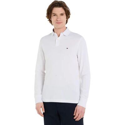 Tommy Hilfiger 1985 TH Flex Regular Fit Langærmet Polo - hvid Tommy Hilfiger 1985 TH Flex Regular Fit Langærmet Polo - hvid