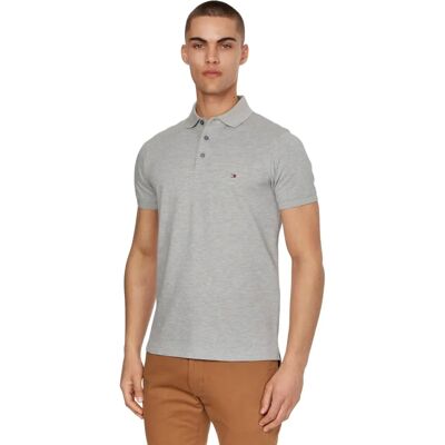 Tommy Hilfiger Slim Fit Jasnoszary Polo - Koszulka polo Tommy Hilfiger Slim Fit Jasnoszary Polo - Koszulka polo