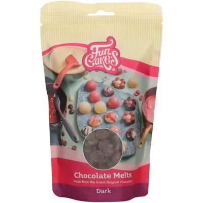 Funcakes - Dark Melts 350 g - Foncé - Morceaux - Chocolat - Publicité Funcakes - Dark Melts 350 g - Foncé - Morceaux - Chocolat - Publicité