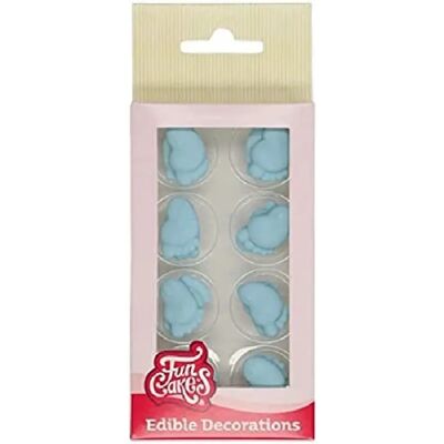 Funcakes - Baby Feet - Bleu - 16pc - Décoration en sucre - Publicité Funcakes - Baby Feet - Bleu - 16pc - Décoration en sucre - Publicité
