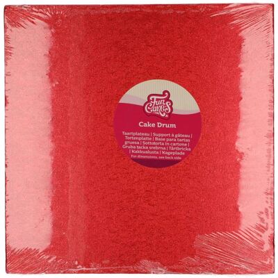 Support à Gâteau Carré Funcakes - Rouge - 30,5cm - Publicité Support à Gâteau Carré Funcakes - Rouge - 30,5cm - Publicité